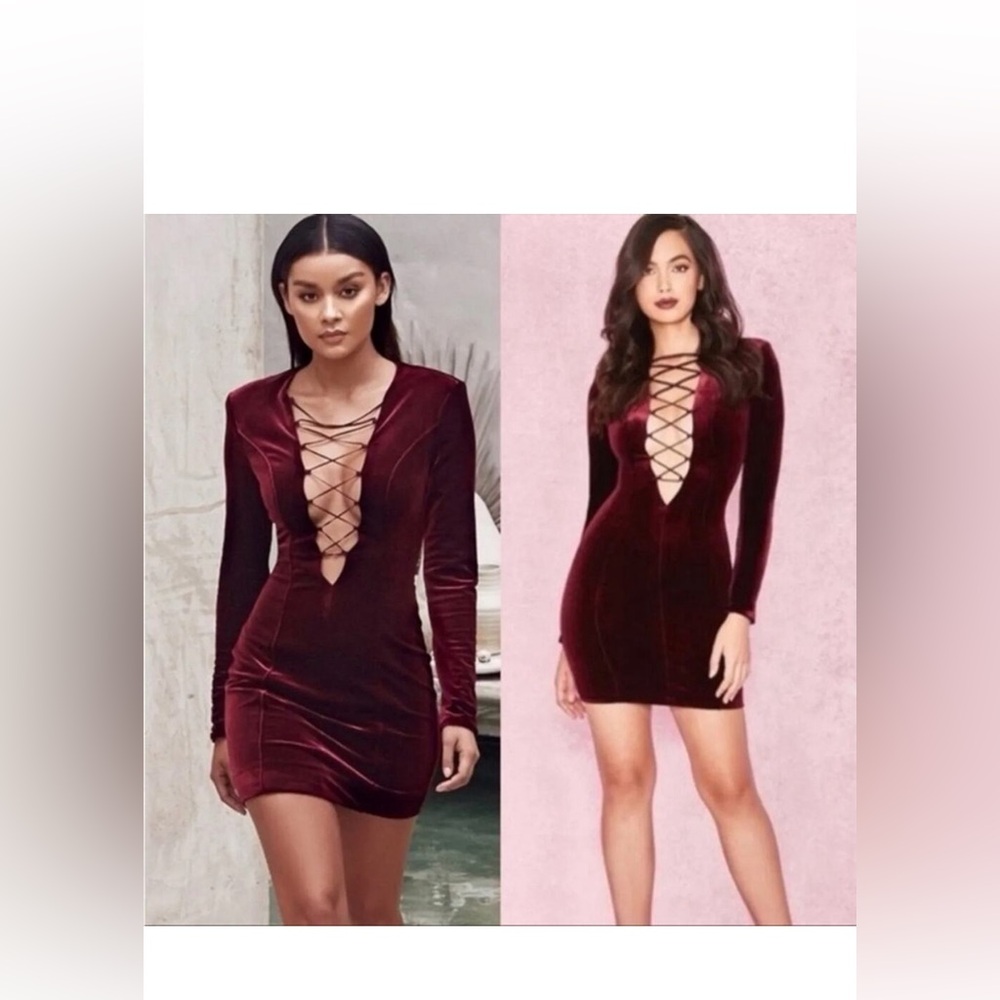 House of Cb MICA Mulberry Velvet dress